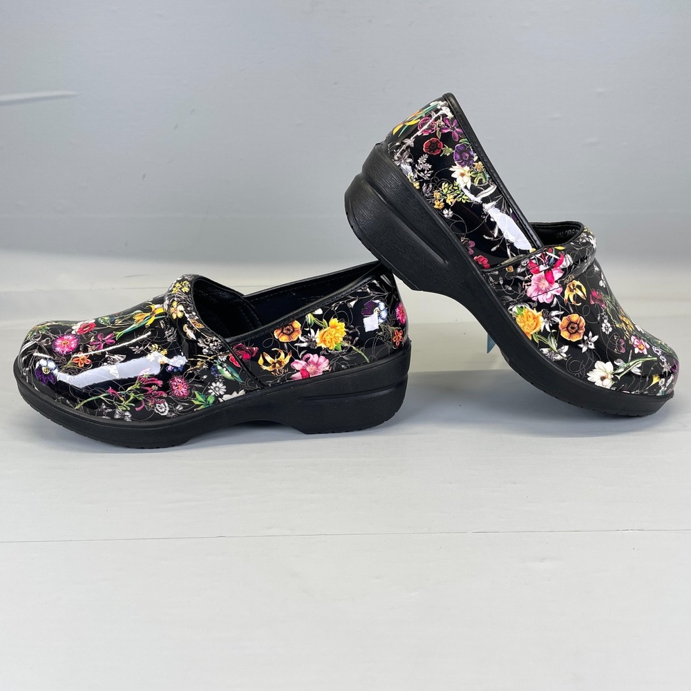 Spring Step Valor Floral Clogs Womens Size M Black Slip On Garden Comfort Shoes - Picture 7 of 10